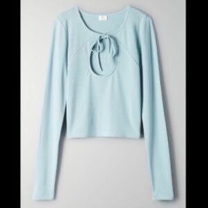 Aritzia Wilfred Free Harlequin long sleeve keyhole top